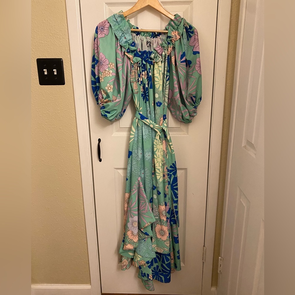 OOPSCOOL Floral Puff Sleeve Maxi Dress sz S